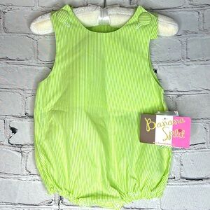 Banana Split Green & White Striped Sunsuit Size Baby 3 Months